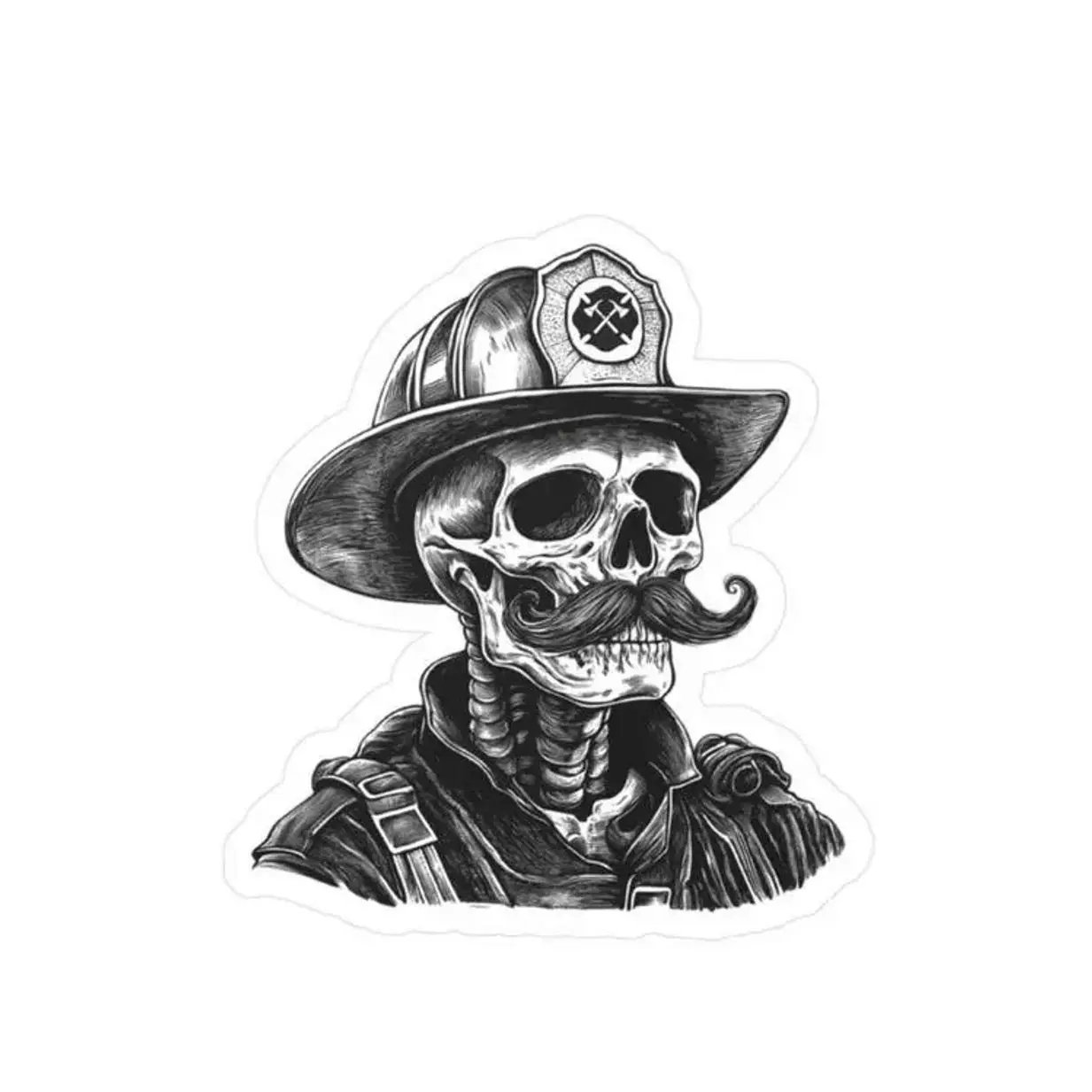 Skeleton firefighter vinyl sticker, Firefighting Humor Sticker, Laptop Water Bottle Decal Sticker