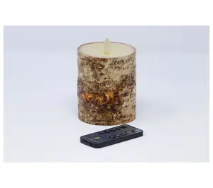 Luminara 4" Tall Birch Bark Flameless Candle wi th Remote
