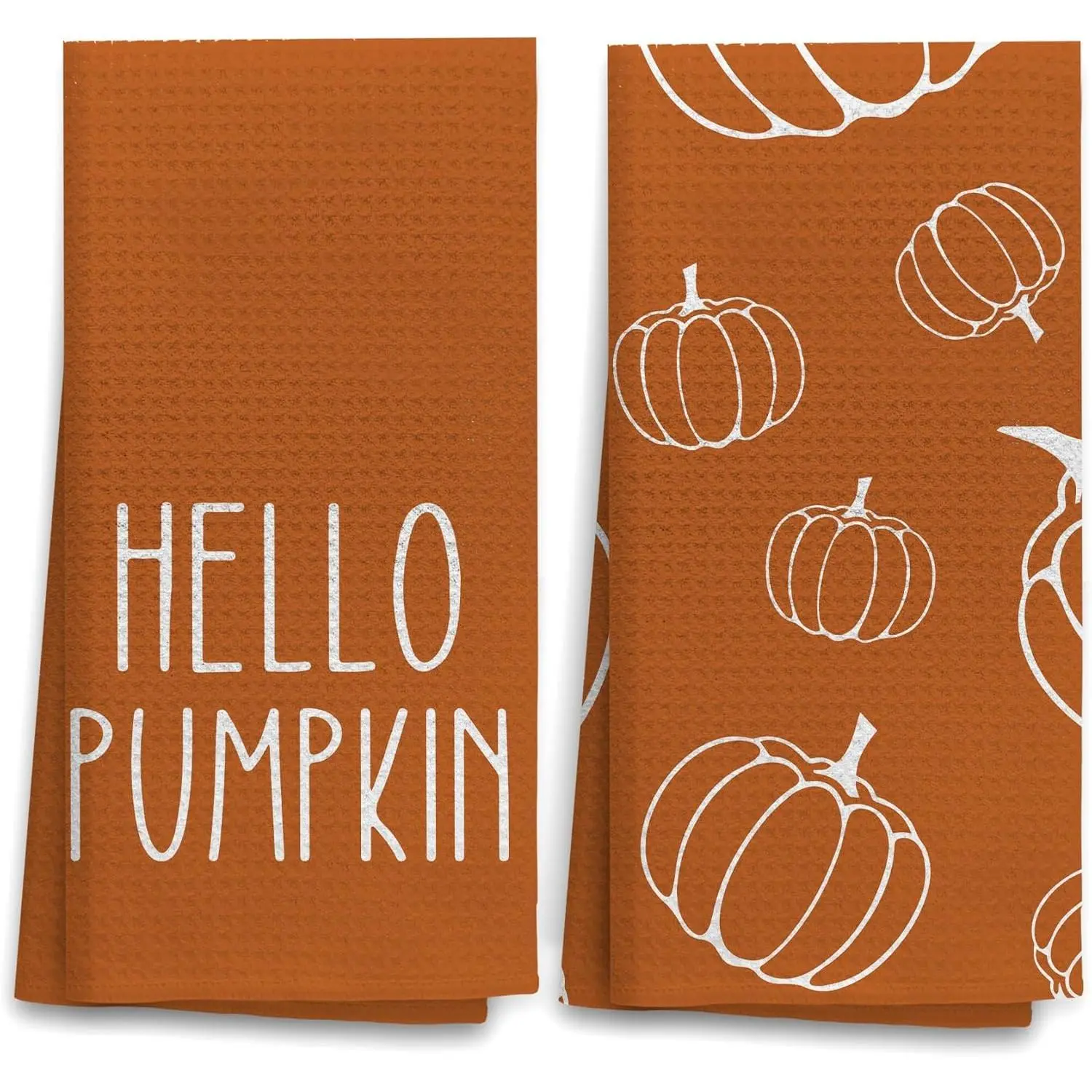 Fall Kitchen Towels - Autumn Pumpkin Decor, Hand Dish Towels, Bathroom Decor, Housewarming Gifts - Set of 2