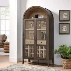 Nolan Arched Bar Cabinet in Dark Walnut