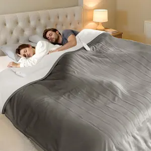 Heated Blanket, Queen Size (84" x 90"), Electric Blanket with 5 Heat Settings, Dual-Zone Heating, 10-Hour Auto Shut-Off, Overheat Protection, Machine Washable, Great Gift for Grandma (Gray)