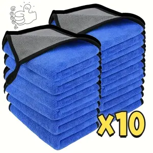 10pcs Car Wash Microfiber Towel Set, Car Washing Towel, Strong Absorbent Wipes for Home & Auto Care, Special Purpose Cloth for Glass Cleaning