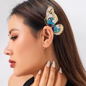 Xinir Butterfly Ear Cuff - No Piercing, Vintage Rhinestone Wings