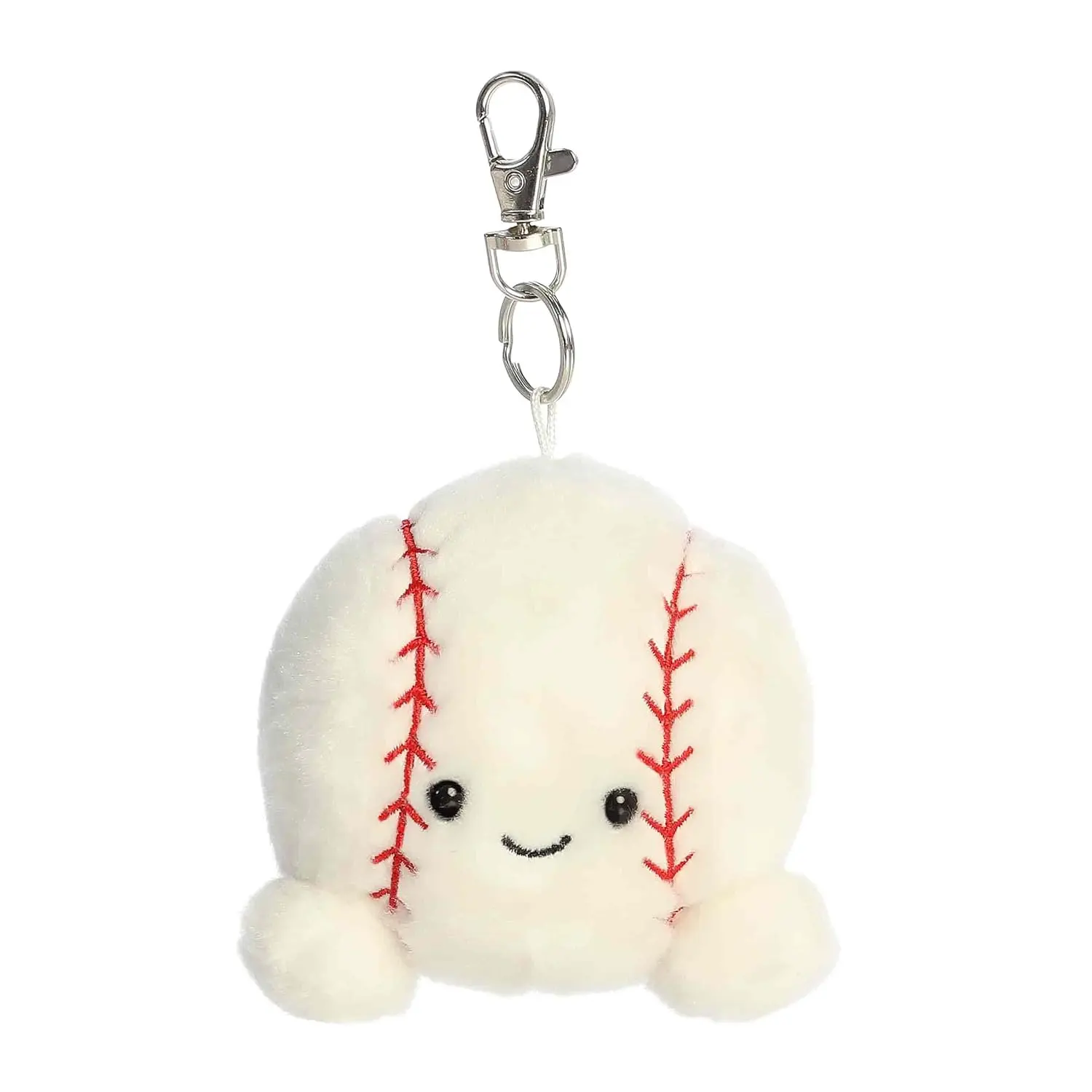 Aurora Palm Pals Slugger Baseball Clip-On Plush — Soft Collectible Stuffed Animal Bag Charm for Backpacks, Keychains & Accessories — White, 4 Inches