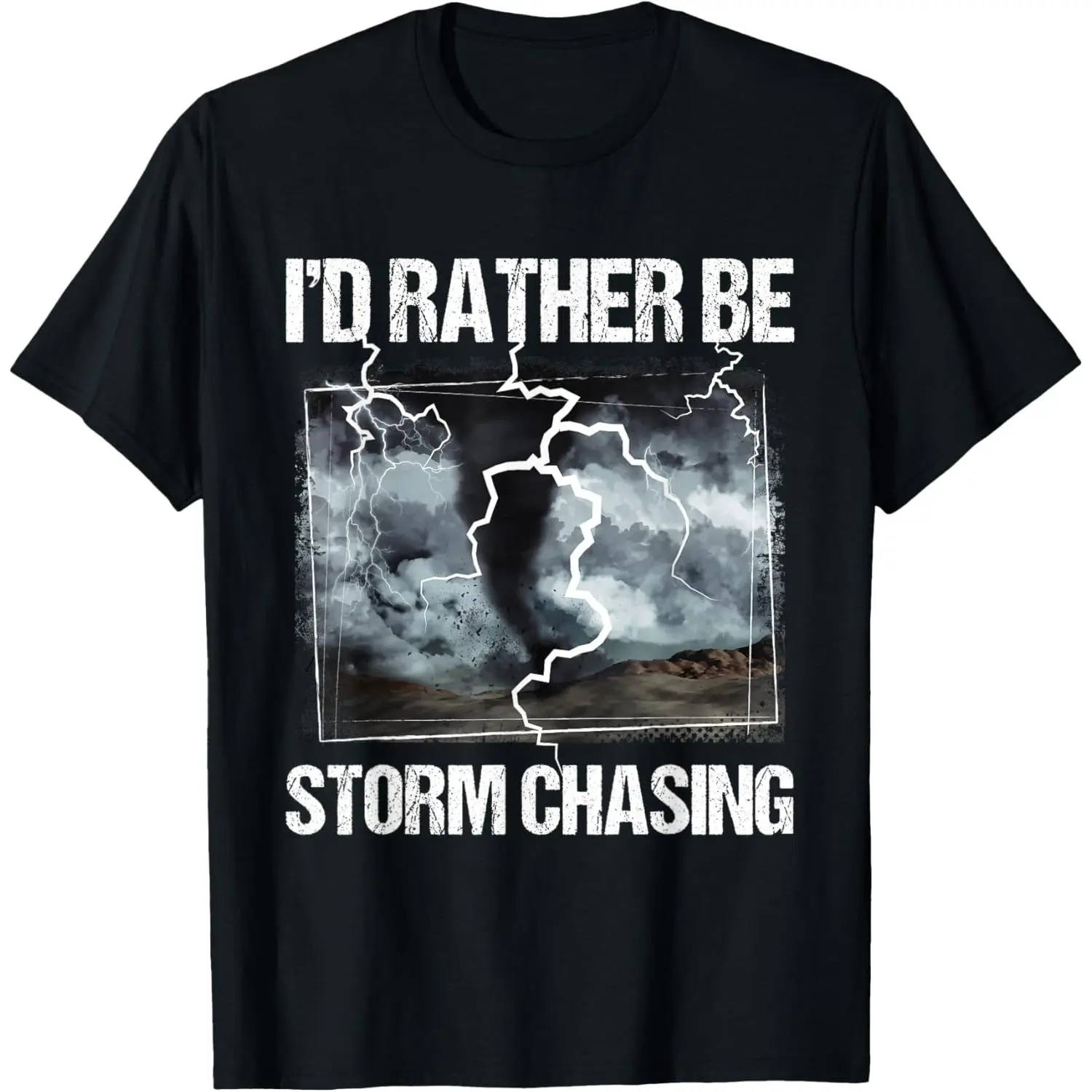 Women's 100% Cotton Short-Sleeve Round Neck Graphic Top, "I'd Rather Be Storm Chasing" Tornado Chaser Meteorology T-Shirt