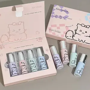 Mengmao Light Whisper Cute Meow Whisper Matte Lip Mud Set, 4-Piece Autumn Winter Atmosphere Makeup, -Enhancing Glossy Finish, Perfect for Daily Use