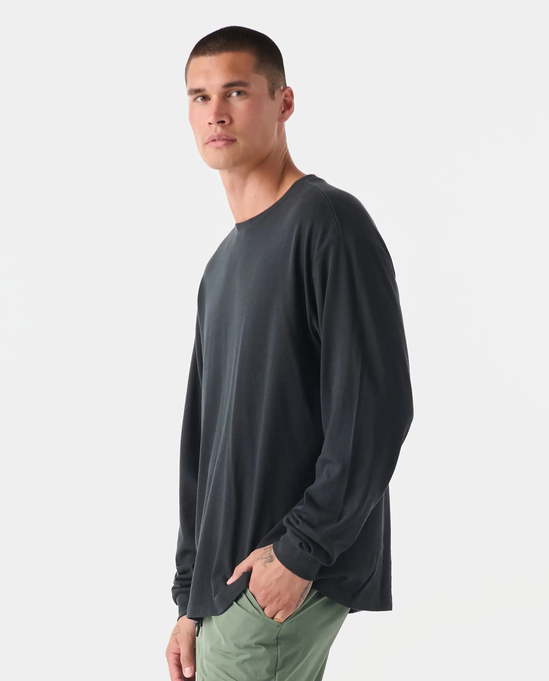 Fairfax Oversized Long Sleeve Tee Black, XL