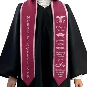 Nurse Practitioner Graduation Stole, Custom NP Nursing Stole Class of 2026 Printed Sash, Nursing School Graduation Gift for Women
