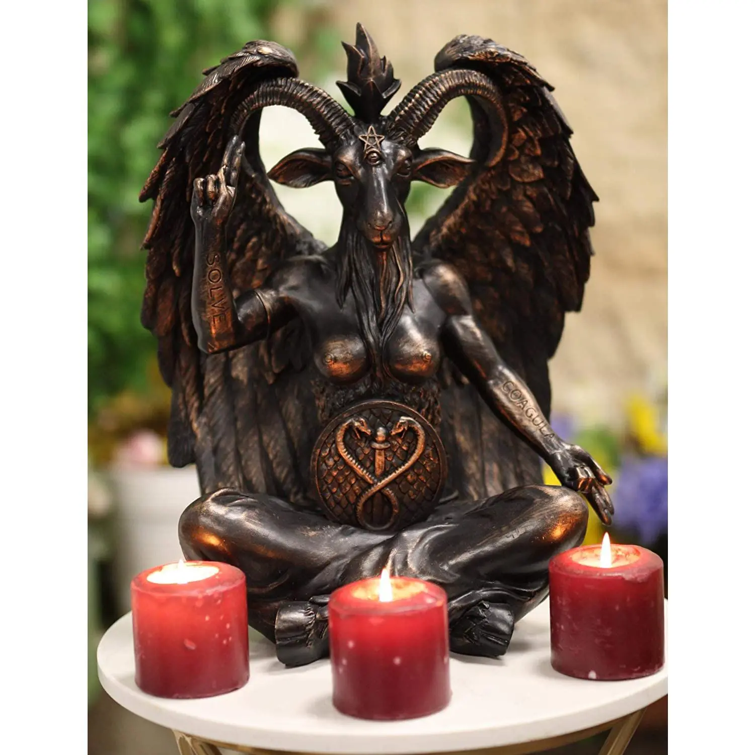 Large 16" Tall Sabbatic Goat Idol Samael Lilith Baphomet Seated Statue