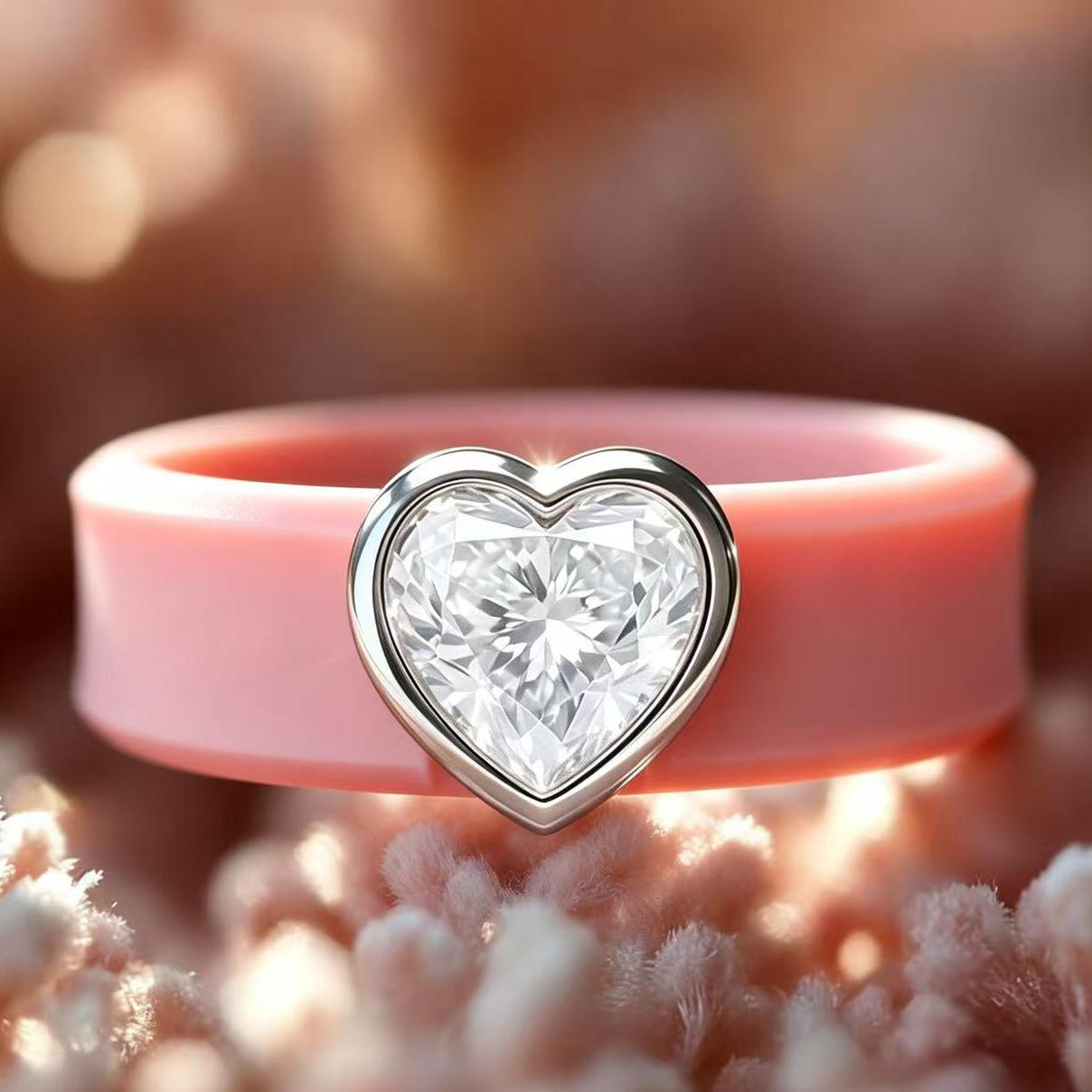 1pc 14k golden plated silicone ring for women, sparkling heart-shaped cut CZ engagement ring, commitment ring, designed for women, hypoallergenic, exquisite jewelry, suitable for daily use, weddings, Valentine's Day, anniversaries 1pc 14k golden plated silicone ring for women, sparkling heart-shaped cut CZ engagement ring, commitment ring, designed for women, hypoallergenic, exquisite jewelry, suitable for daily use, weddings, Valentine's Day, anniversaries