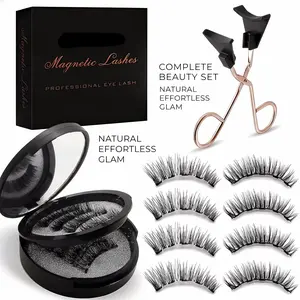 Magnetic Eyelashes, No Glue Magnetic Eyelashes - 4 Pair Natural Look, Lightweight & Waterproof False Lashes, Easy Application Without Eyeliner (Black)