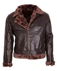 MotorCycleJackets B3 Bomber Aviator Brown Fur Leather Jacket