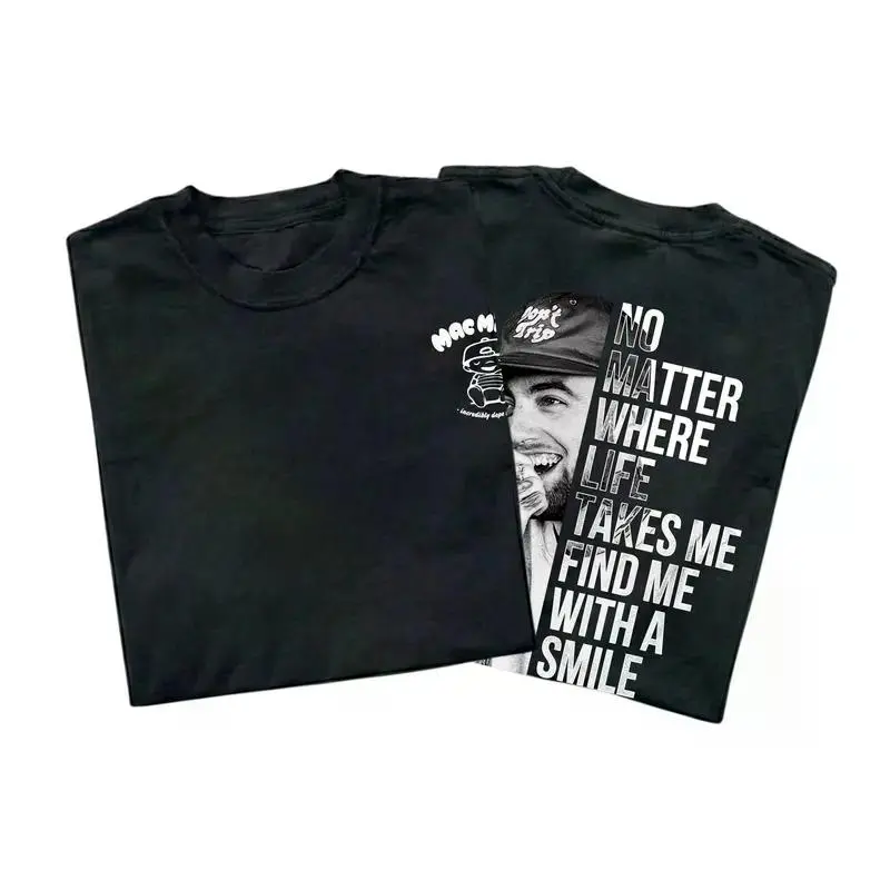 "NO MATTER WHERE LIFE TAKES ME, FIND ME WITH A SMILE" Tshirt - Menswear Streetwear Crewneck Tiny Desk Shirt - BDE 2 sided Graphic Shirt 100% Cotton Short Sleeve - Hip Hop Tee for Rap Fans, Heavy Cotton Tee Gift For Him 1