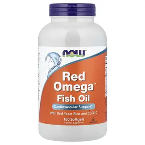 NOW Foods Red Omega™ Fish Oil With Red Yeast Rice and CoQ10, 180 Softgels