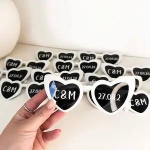 [Heart-Shaped Fashion Glasses] 10pcs Heart-Shaped Fashion Glasses - Polycarbonate Material - DIY Design with Colorful Oil-Based Pens - Wedding Accessories, Photography Props