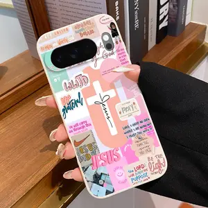 Rounded Edge Phone Case for Google Pixel 10 9 8 7 Pro A XL Divine Faith Collage Pattern Anti-Scratch Shockproof Soft Liquid Silicone Protective Cover Smartphone Casing