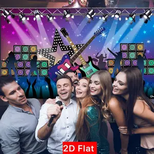 2D Flat Banner 1pc, Karaoke Party Decoration Rock Background Banner, Band Rock Star Music Party Photography Studio Prop