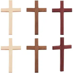 6 count Easter Wooden Crosses, 3 Colors  Hand Held Prayer Crosses Wooden  Decor for Easter Weddings Party Meditation Christmas  Decoration(No Hole), 2.74x4.72inch