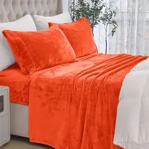 Mocassi 4-Piece Velvet Plush Flannel Sheet Set Mocassi 4-Piece Velvet Plush Flannel Sheet Set