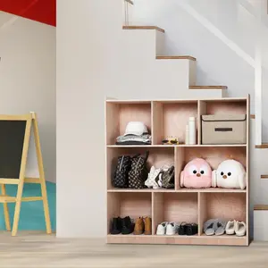 8Section Storage Cubbies for Classrooms Smooth Glazed Surface Cubby Storage Cabinet Classroom Cubbies Cabinet with 4 Casters 2 Boxes for Home School Kindergarten