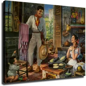 Mexican Poster Mexican Home Wall Art Mexican Folk Art Painting Poster Canvas Decor Room Ornaments Decoration Photo Artistic
