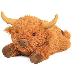 5lbs/24in Highland Cow Weighted Stuffed Animals,  soft stuffed Kawaii Weighted Plush Toy, Adorable Stuffed Animal for Kids and Adults Highland Cattle Plushie Pillow Decor