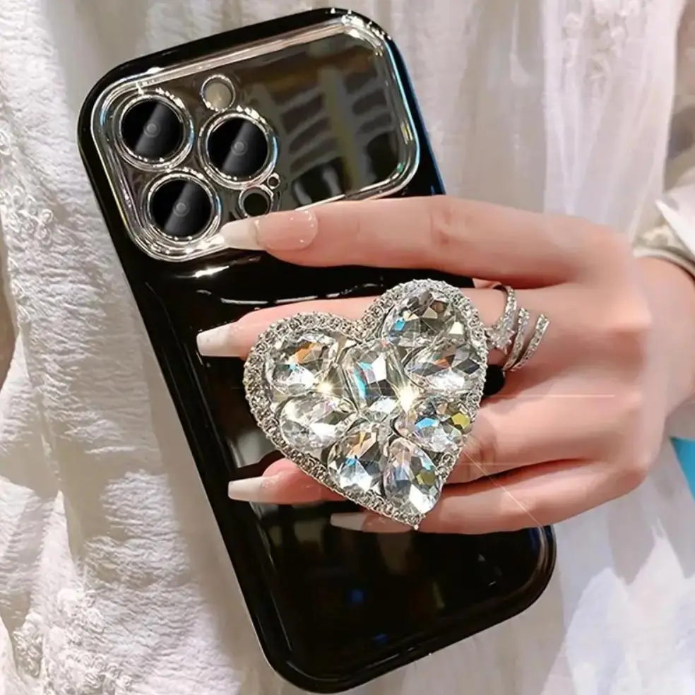 Luxury Heart Shaped Mirror Phone Case, Decorative Phone Protector Cover, Phone Accessories Compatible With iPhone 11 12 13 14 15 Pro Max 15 Plus, Phon