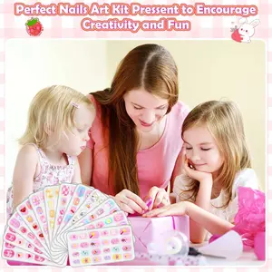 288 Pieces Kids Stick On Nails Girls, Acejoz Fake Nails Set Self Adhesive Press on Nails Tips for Little Girls Children 8-12 Year Kids Nail Decoration