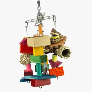 XCalibird Large Toy - Stainless Steel Base with Swivel Mount & 4 Reloadable Cables for Cockatoos Macaws & Large Amazons