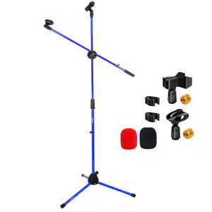 5 Core Mic Stand Floor Height Adjustable Tripod Microphone Stands w Extending Telescoping Boom Arm