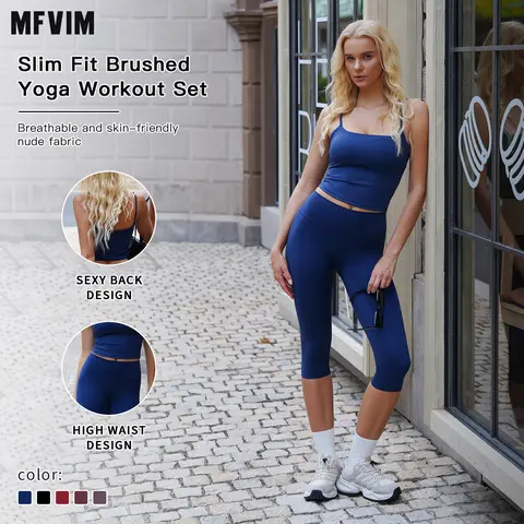 Women’s 2-Piece Nylon Spandex Slim Fit Sweatsuit Set - Sleeveless Spaghetti Strap Backless Crop Camisole, High Waisted Skinny Shorts, Gym Casual Wear, Yoga Workout Set for Summer Travel Camping