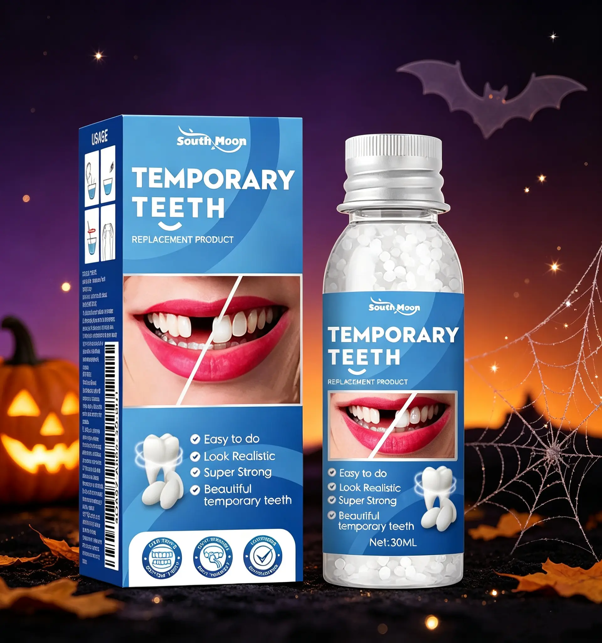 Temporary Tooth Provisional Kit - DIY Heat Beads for Missing or Broken Teeth, Dental Restoration & Replacement, Mouldable Dentures for Confident Smiles, Suitable for Halloween Horror Themed Party Makeup