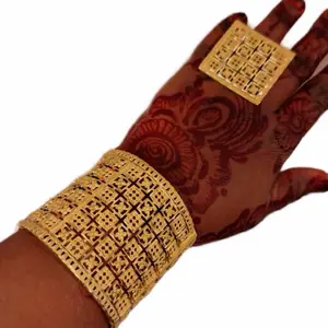 Gold Plated Cuff Bracelet with Intricate Design for Women's Fashion Jewelry