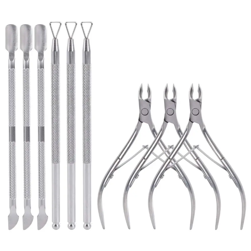 9-Piece Stainless Steel Cuticle Nipper Set – Professional Cuticle Pusher, Trimmer & Gel Nail Tool Kit for Manicure & Pedicure – Durable Home Beauty Tools