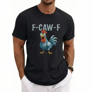 Funny Rooster F-CAW-F Graphic Tee Meme Chicken Shirt Unisex Streetwear Viral Gag Gift Womenswear Sleeve Loose Fit Summer T-Shirt Casual Shortsleeve