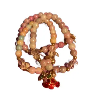 Glass Beads Bracelet with Multicolor Beads and Gold-Tone Accents for Stylish Accessory