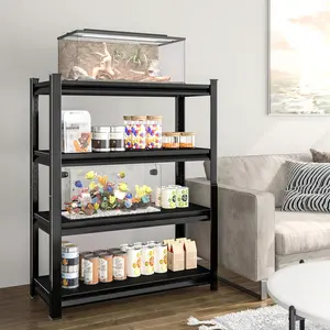 4-Tier Adjustable Multi-Purpose Metal Storage Rack Floor-Standing Storage Unit Ideal for Kitchens, Bathrooms, Living Rooms, and Garages Multi-Functional Shelving Unit