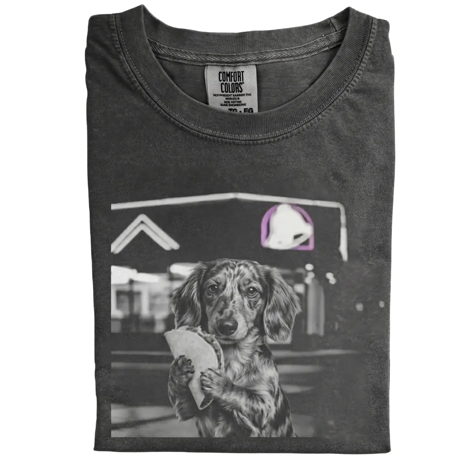 Dachshund Taco Lover Comfort Colors T-shirt, Vintage 90s Funny Edgy Dog Meme Tee, Unisex Fit Design, Casual Streetwear, Gift for Dog Lovers