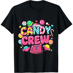 100% Cotton Candy Land Candy Crew Decorations Sweetie Candy Squad Party T-Shirt
