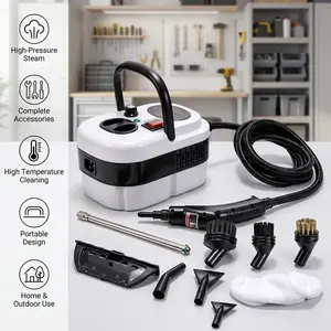 1500W High-Temperature Handheld Steam Cleaner, Pressurized Multi-Purpose Portable Steamer with Accessories for Home Deep Cleaning. High-Pressure Machine for Car Detailing, Kitchen Grease, Bathroom Grout, Couch, Upholstery & Furniture. Natural & Safe.