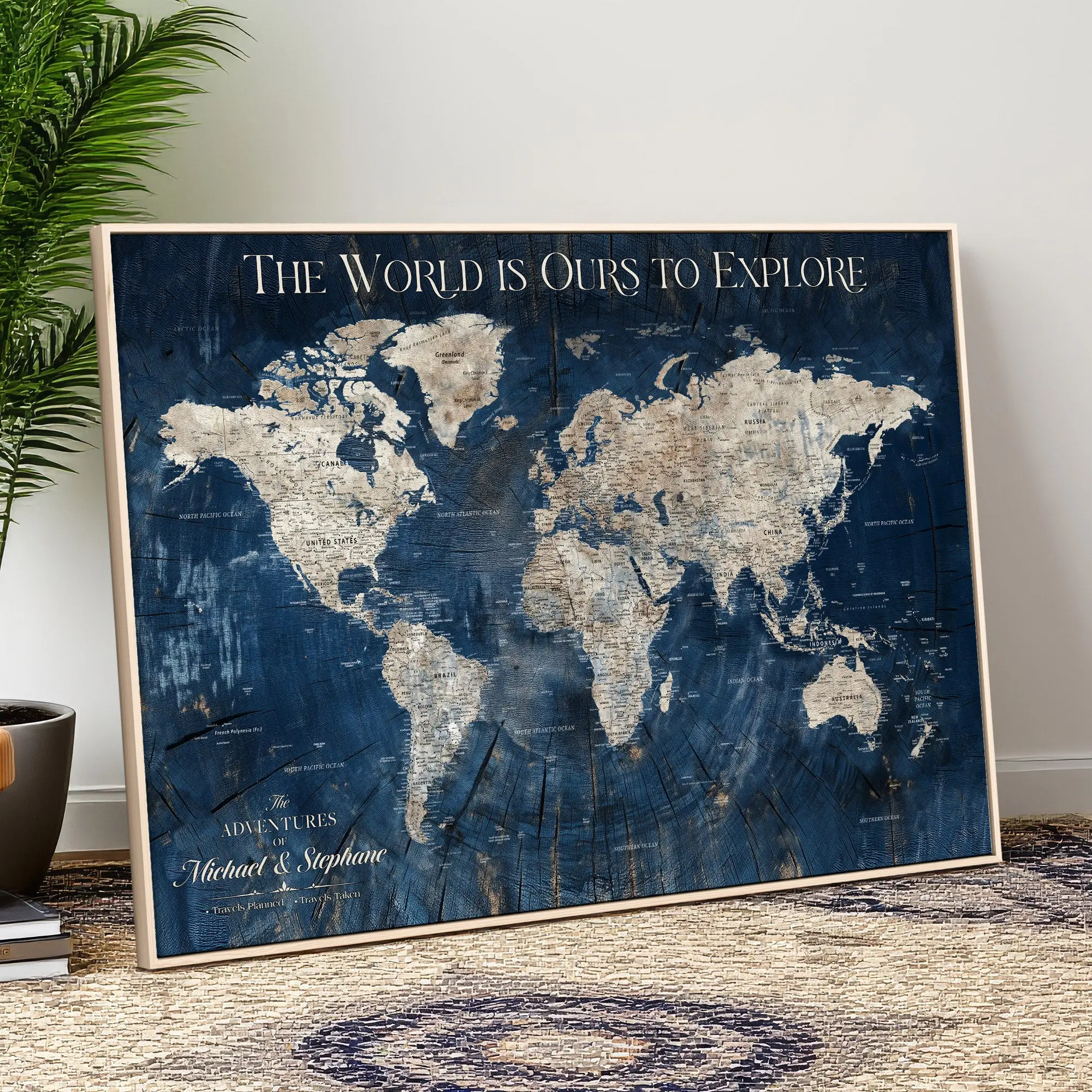 Customizable Push Pin World Map Canvas Print - Artistic Wall Art, Decorative Home & Office Decoration, Ideal Gift for Home Supplies Enthusiasts