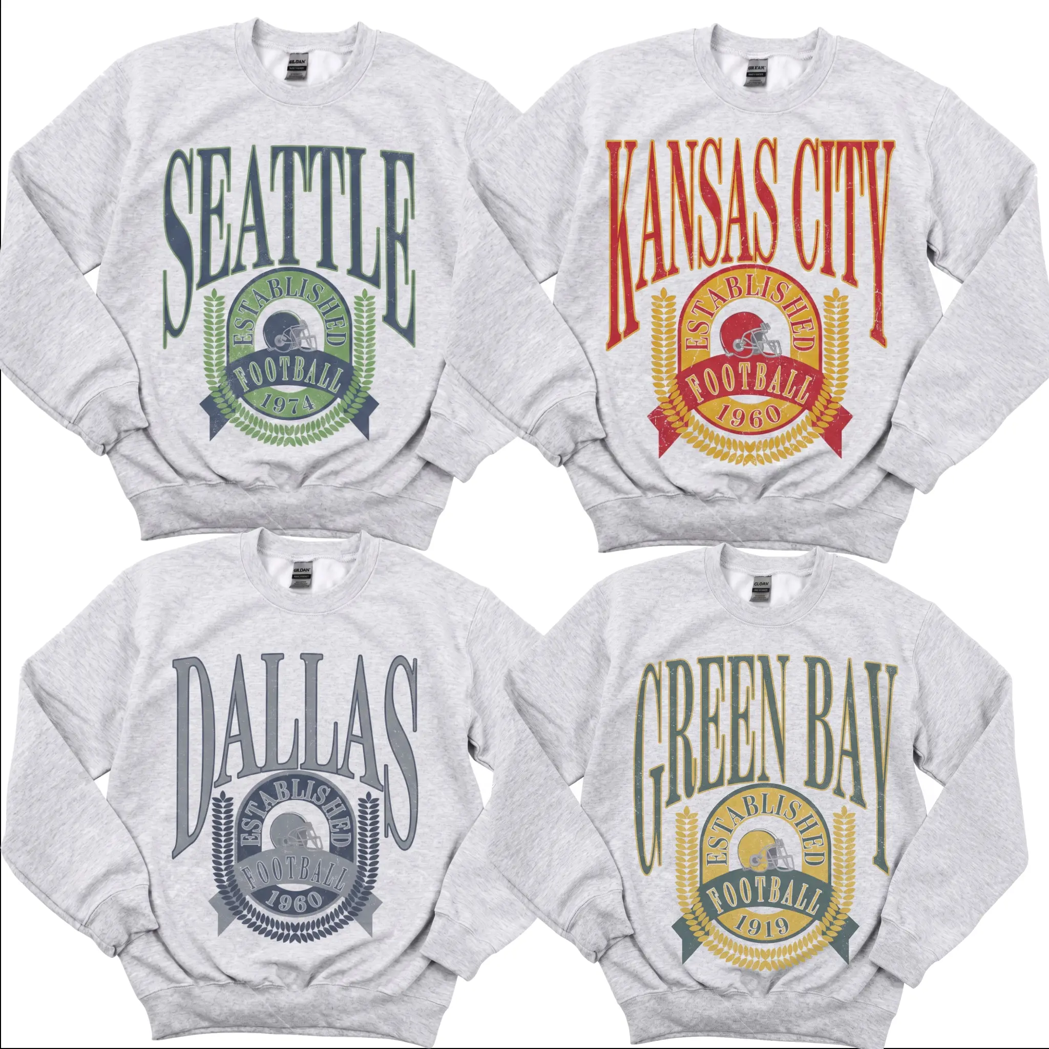 Classic Football sweatshirt vintage football sweatshirt Established Crewneck Sweatshirt Unisex Football City Team Pullover