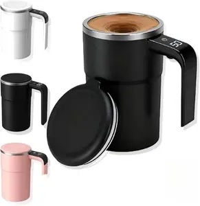 Revolutionary Automatic Stirring Electric Coffee Mug 380ml Magnetic Travel Cup for Effortless Mixing of Coffee Milk and More in Sleek Black Design with One Click Stirring Durable Rechargeable Portable Leak Proof Lid