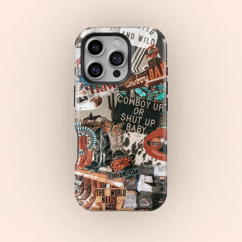 Western Cowboy Cowgirl Premium Film 2-in-1 Smartphone Casing - Durable, Shock-Absorbing, Stylish Protection for Handheld Cellphone Devices - Compatible with iPhone 11,12,13,14,15,16, Plus, Pro, Pro Max - Ideal Birthday Gift for Friends, Cover