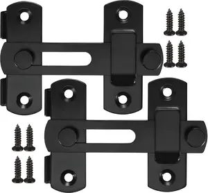 2pcs 180° Degree Flip Sliding Barn Door Locks and Latches, Sliding Barn Door Locks, Black Gate Latch Bolt Buckle Lock for Barn Door, Pet Door, Bathroom, Garage, Window, Sliding Door Lock