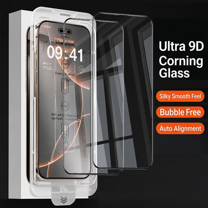 Ultra 9D Corning Glass Protective Screen Protector for Multi-Model Phones, Auto Align, Bubble-Free, Silky Smooth Feel
