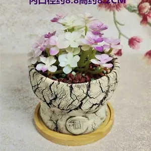 Handmade Ceramic Succulent Planter – Cracked Old Stump Design, Breathable Mini Bonsai Pot, Unique Artist Made Plant Pot for Desk & Home Decor, Aesthetic Gift Pot 6×6×7 inch