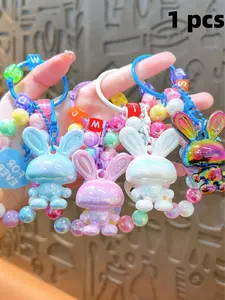Mother's Day Rabbit Keychain Kawaii, Easter Macaron Acrylic Anti-Drop, Cute Cartoon Design, Personalized Backpack Accessory, Car Key Chain, Holiday Gift, Trendy Cute Keychain