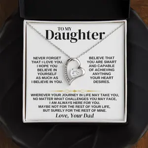 Necklace Jewelry To My Daughter with Message Card, Necklace Gift Set from Dad, Anniversary Necklace, Gift for Daughters, Teenagers, Girls, Birthday Christmas Gift For Women Pendant Chain Necklace