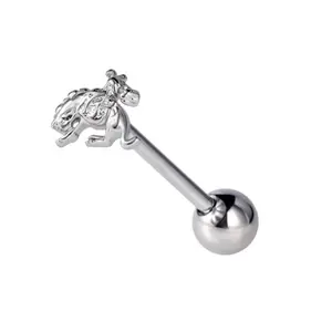 Western Bucking Horse 14 Gauge Stainless Steel Piercing Bar 15mm Length Secure Comfortable Fit for Tongue Belly Piercings